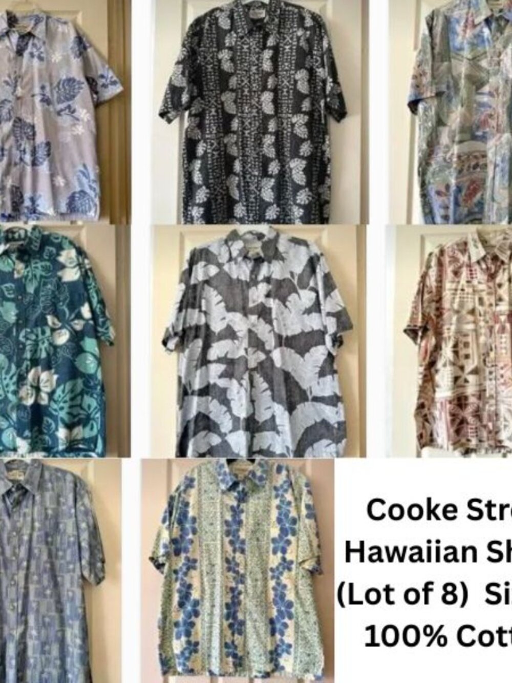 Cooke Street Honolulu Hawaiian Button Up Short Sleeve Shirt Cotton XL LOT OF 8